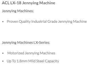 jenny machine LX 18 specs
